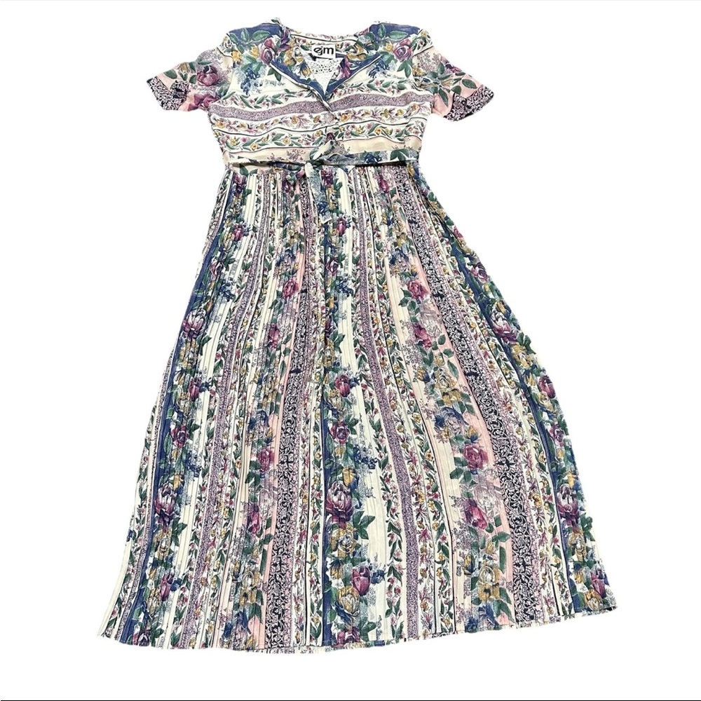 Vintage EJM Women’s Size 8 Dress Floral Pink Button Cottage Granny Whimsy #0452